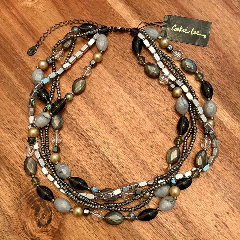 Cookie Lee | Neutral Beaded Layer Necklace | 16” Adjustable
